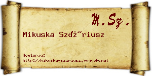 Mikuska Szíriusz névjegykártya